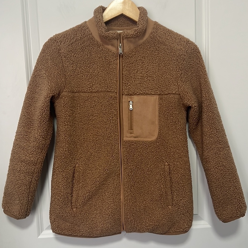 Copper Key Girls Caramel Faux Fur Fleece Jacket Zipper Closure 3 Pockets 10/12